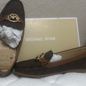 Michael Kors Dark Brown Loafers with Gold Emblem